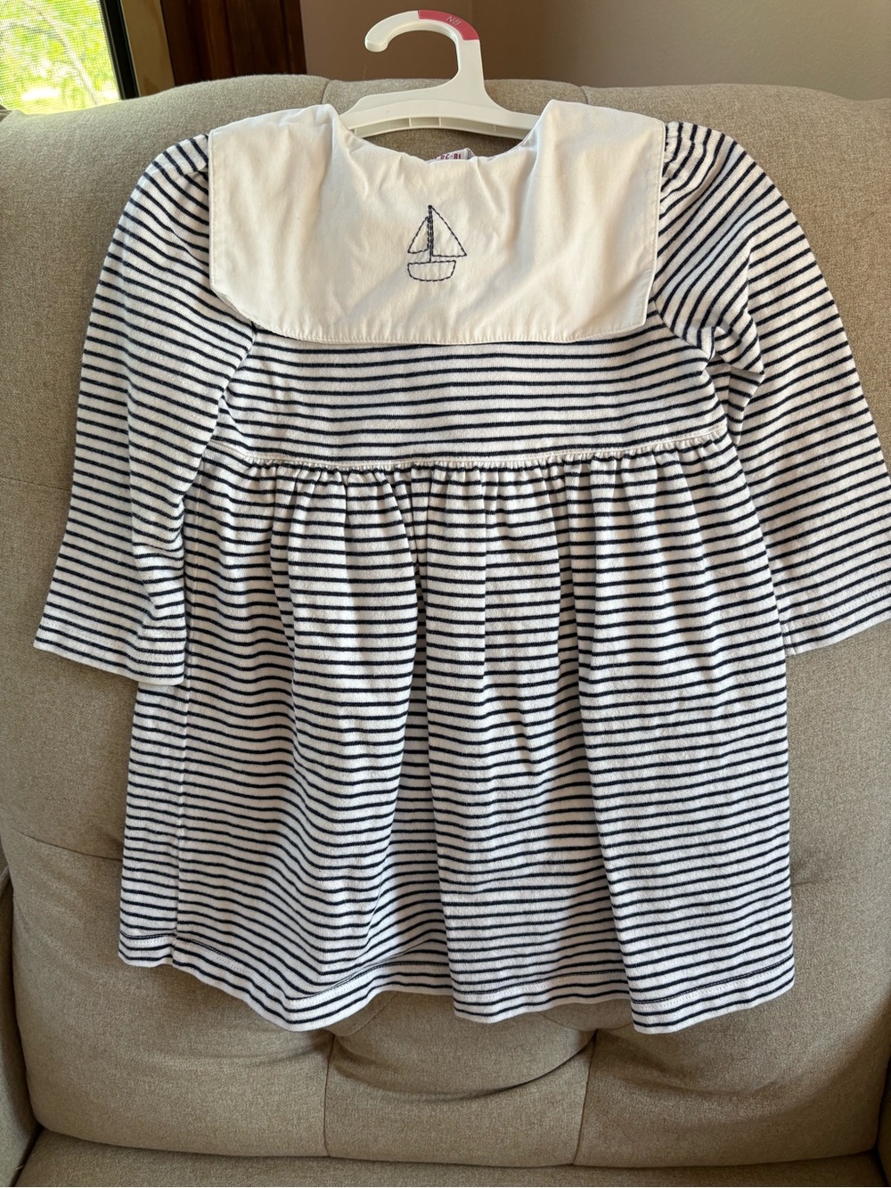 Vintage Y2K Gymboree Sailor Nautical Navy Striped Dress & Bloomers